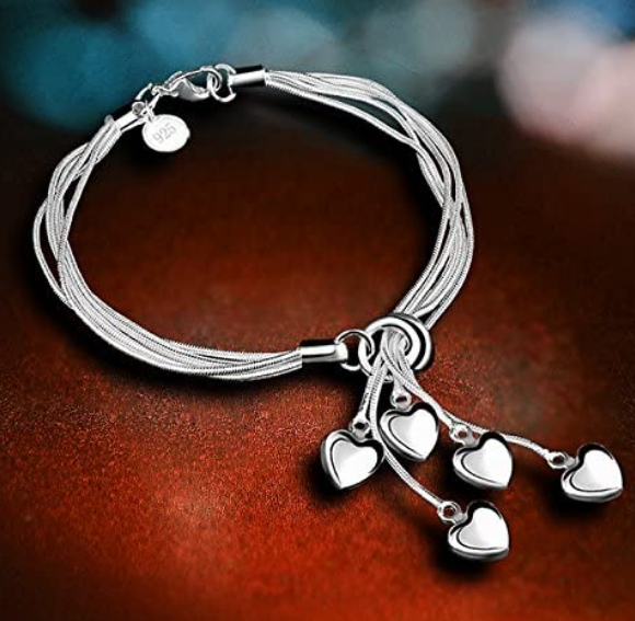 Heart In Heart Pure Silver Bracelet – Curio Cottage
